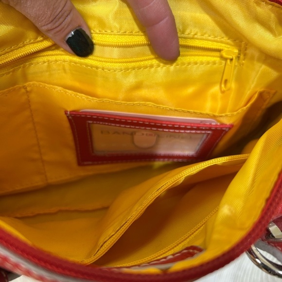 Bandolino Red Pebbled Leather Buckle Strap Shoulder Handbag - Picture 13 of 14